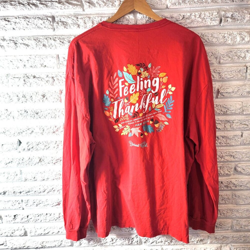 Blessed Girl Women's 3X Plus Red Christian T-Shirt Thanksgiving NOV53E